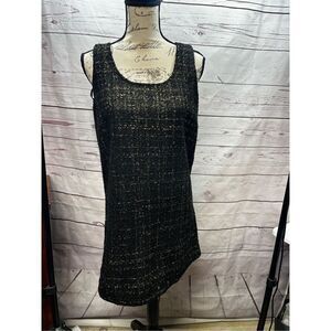 Sleeveless‎ Dress Black & Gold Tweed Career Party Cocktail